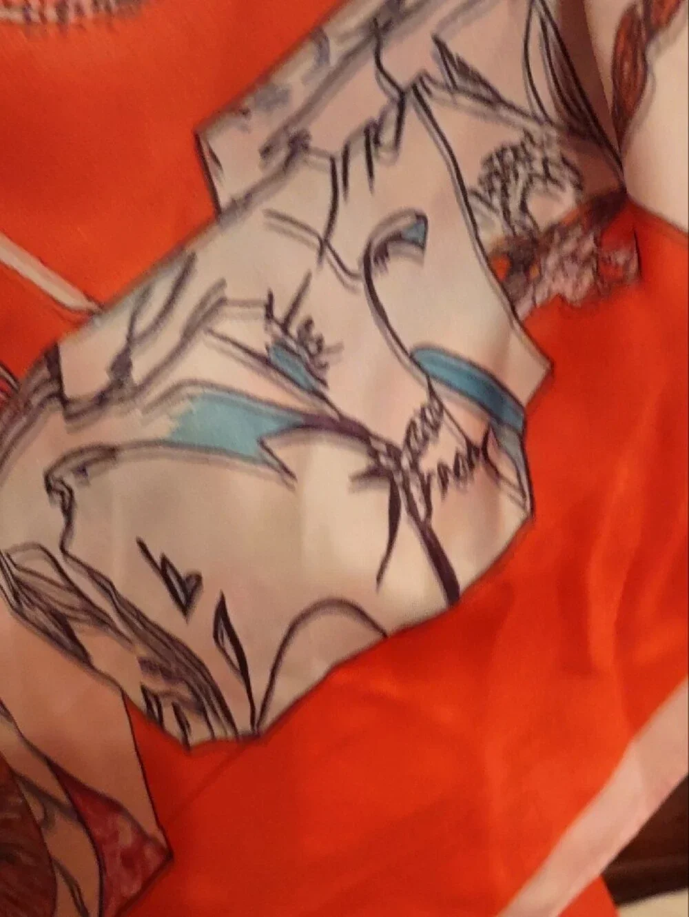 NWT Geometric Mirror Print Square Fashion Neck Scarf Orange Multi 27x27